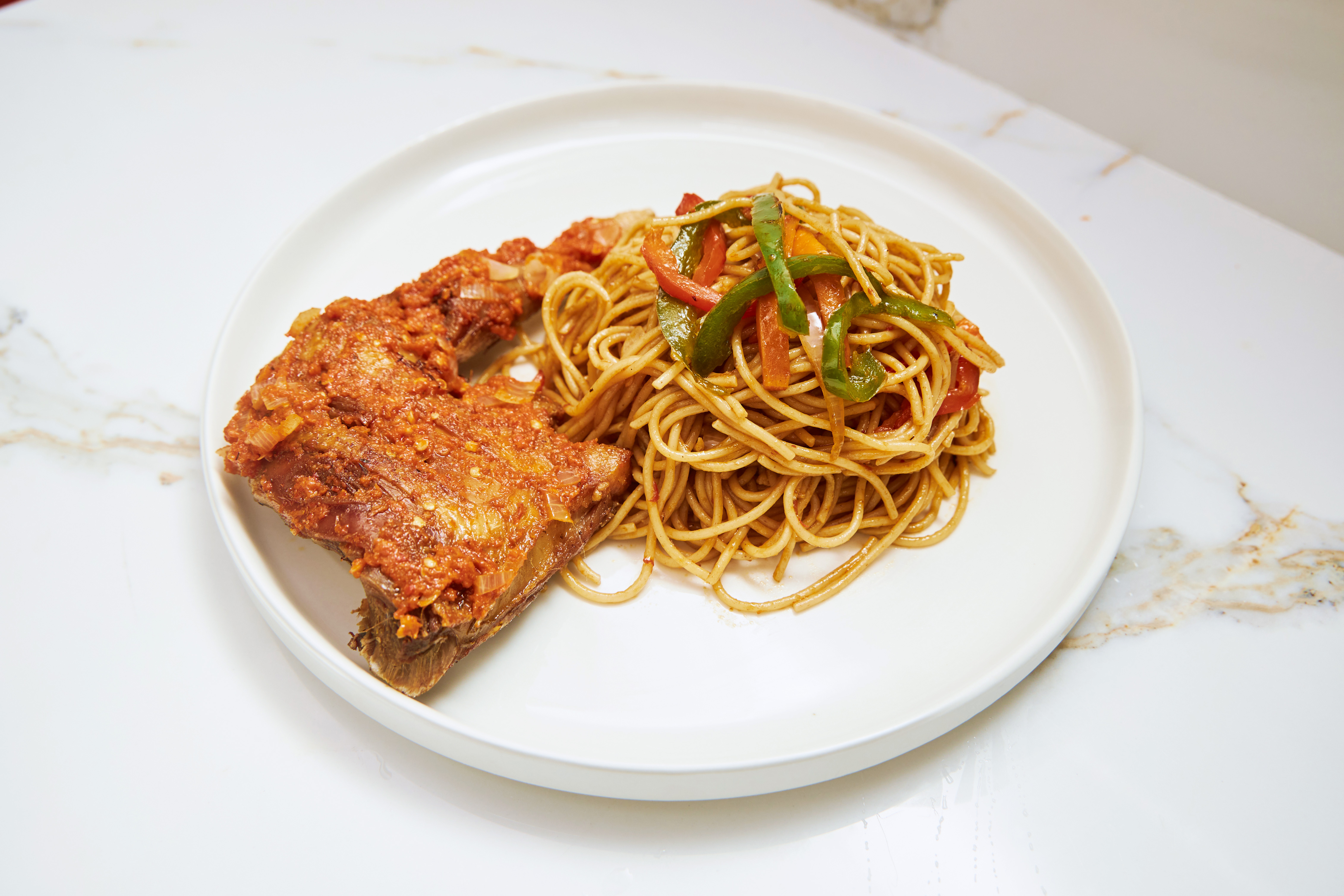 Stir-fry pasta with chicken